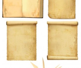 Retro scrolls and book illustration vector 02