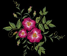 Roses embroidery vector material 03