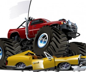 SUV monster cars cartoon vector material 03