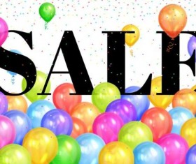 Sale background with colorful balloon vector 01