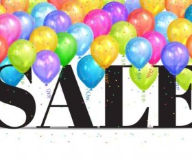 Sale background with colorful balloon vector 02