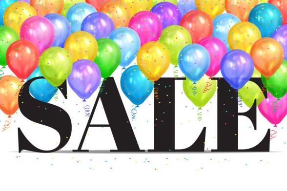 Sale background with colorful balloon vector 02