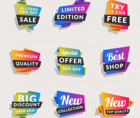 Sale origami banners with shopping tags vector 01