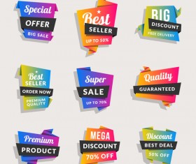 Sale origami banners with shopping tags vector 02
