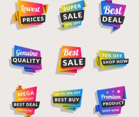 Sale origami banners with shopping tags vector 03