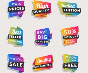 Sale origami banners with shopping tags vector 04