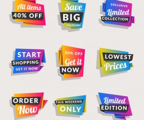 Sale origami banners with shopping tags vector 05