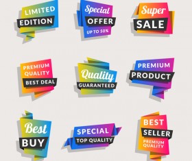 Sale origami banners with shopping tags vector 06