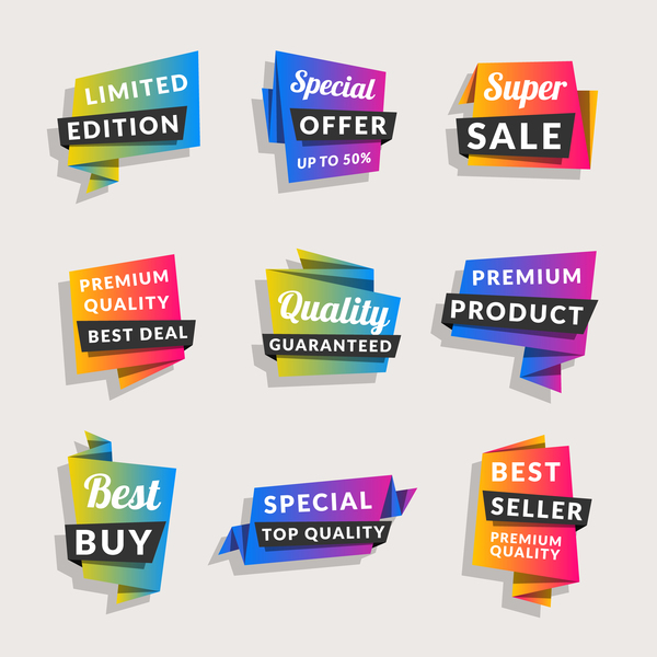 Sale origami banners with shopping tags vector 06