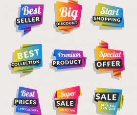 Sale origami banners with shopping tags vector 07