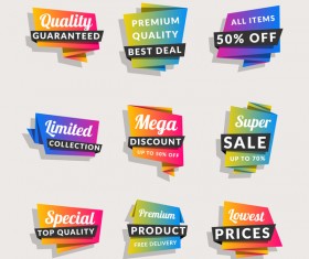 Sale origami banners with shopping tags vector 09