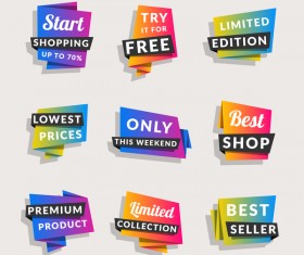 Sale origami banners with shopping tags vector 10