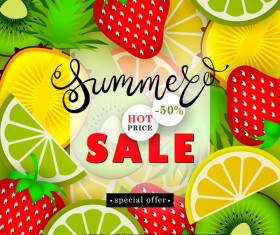 Sale summer fruit advertisemen discounts poster vector 01