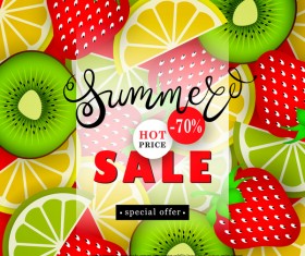 Sale summer fruit advertisemen discounts poster vector 02