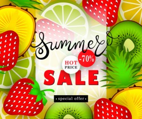 Sale summer fruit advertisemen discounts poster vector 03