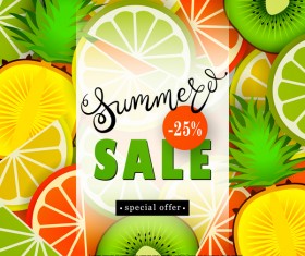 Sale summer fruit advertisemen discounts poster vector 04