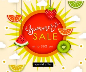 Sale summer fruit advertisemen discounts poster vector 05