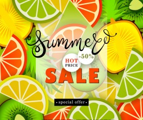 Sale summer fruit advertisemen discounts poster vector 07