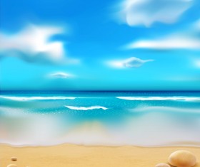 Sandy beach with blue sky summer background vector