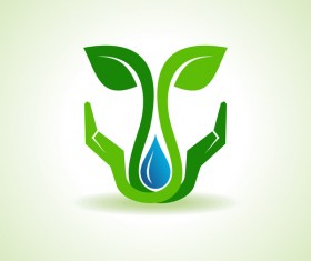 Save water with Eco design logo vector 03