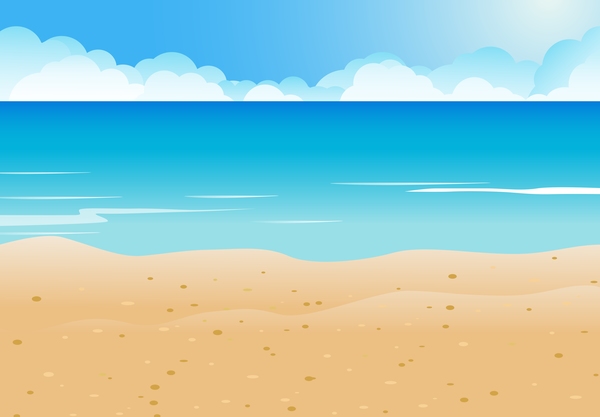 Sea with beach and cloud background vector