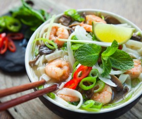 Seafood noodles Stock Photo
