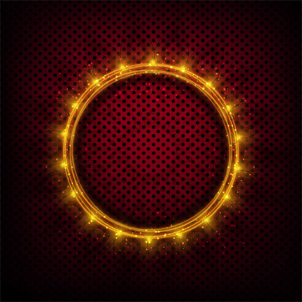 Shiny light frame with red metal background vector