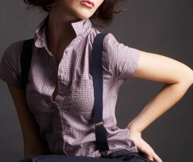 Short hair fashion eye shadow girl Stock Photo