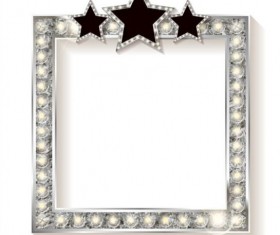 Silver diamond frame with star vector