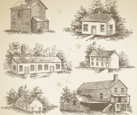 Sketch house retro vector