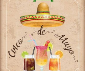 Sombrero Cinco De Mayo Chili Vintage Frame Cocktails vector