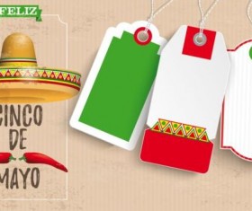 Sombrero Cinco De Mayo Chili Vintage Header Price Stickers vector