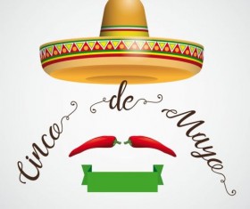 Sombrero Cinco De Mayo Hair Chili Ribbon vector