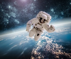 Space Walking astronauts Stock Photo 01