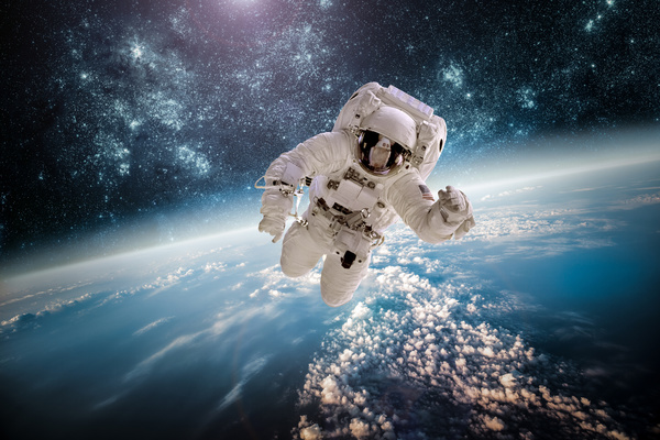 Space Walking astronauts Stock Photo 01