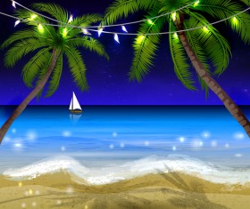 Summer beach night background vector