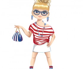 Summer girl cartoon vector 01