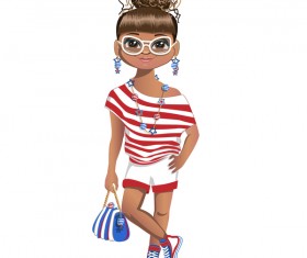 Summer girl cartoon vector 02