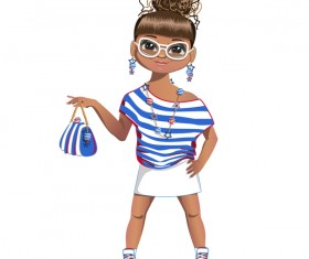 Summer girl cartoon vector 03