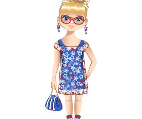 Summer girl cartoon vector 04