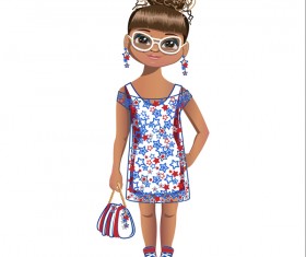 Summer girl cartoon vector 05