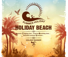 Summer holiday beach poster vector design 08