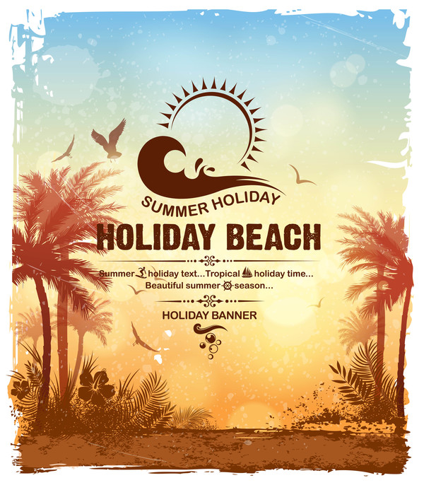 Summer holiday beach poster vector design 08