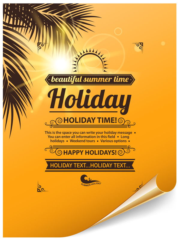 Summer holiday paper poster vector material
