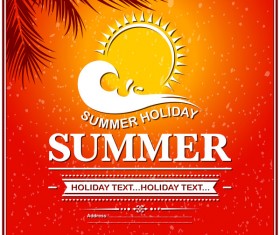 Summer holiday poster with sunset vectors 01