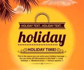 Summer holiday poster with sunset vectors 02