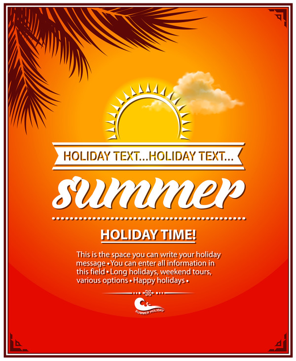 Summer holiday sunrise poster vectors 01