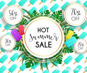 Summer sale poster with ice cream pattern vector