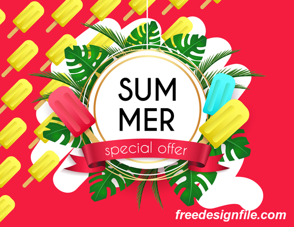 Summer special offer poster template vectors 01