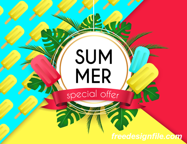 Summer special offer poster template vectors 03